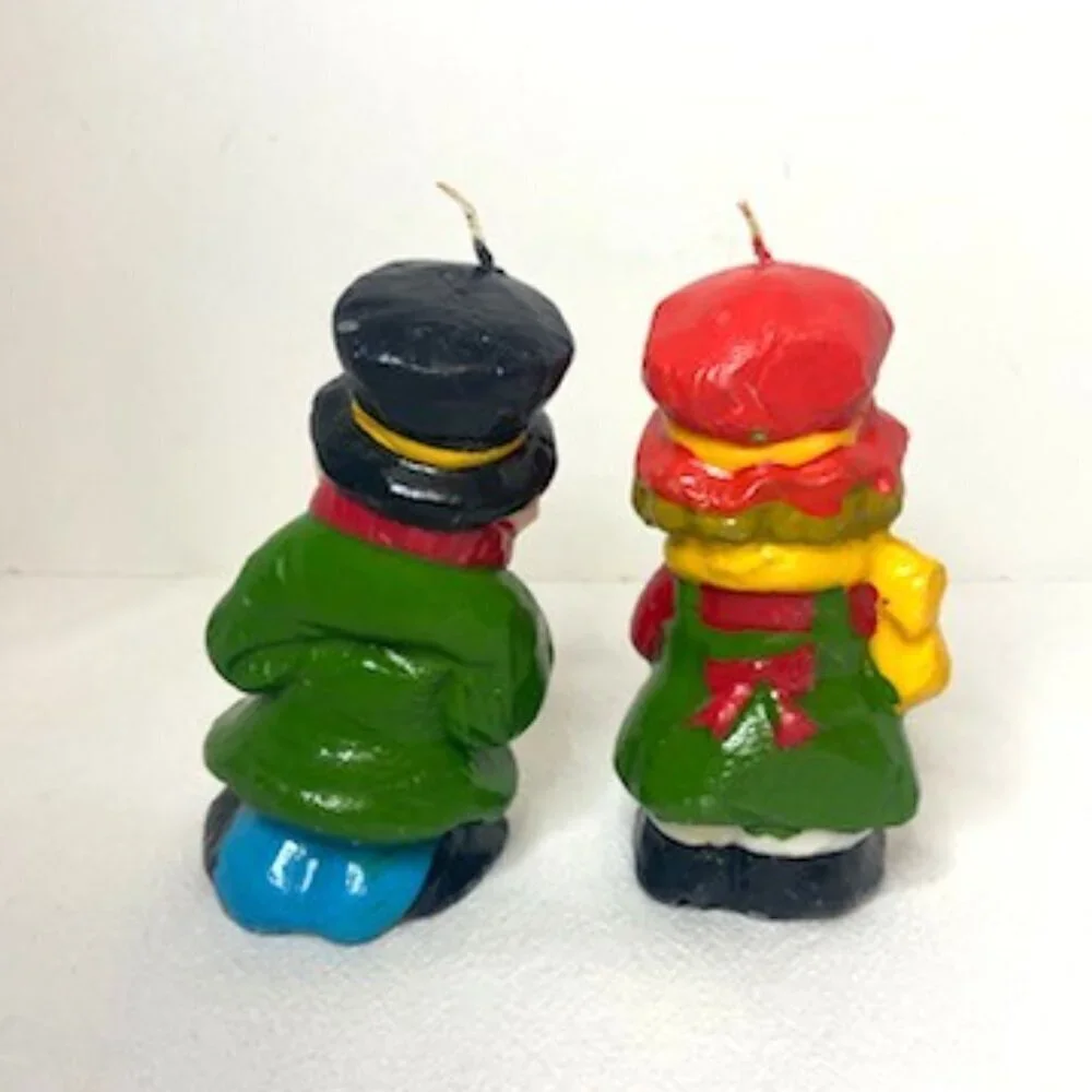 Vintage Interpur Christmas Caroler Candles Pair Retro Classic Holiday Decor 5